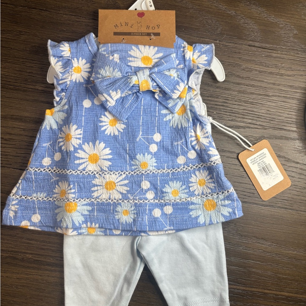 Blue Floral Baby Outfit